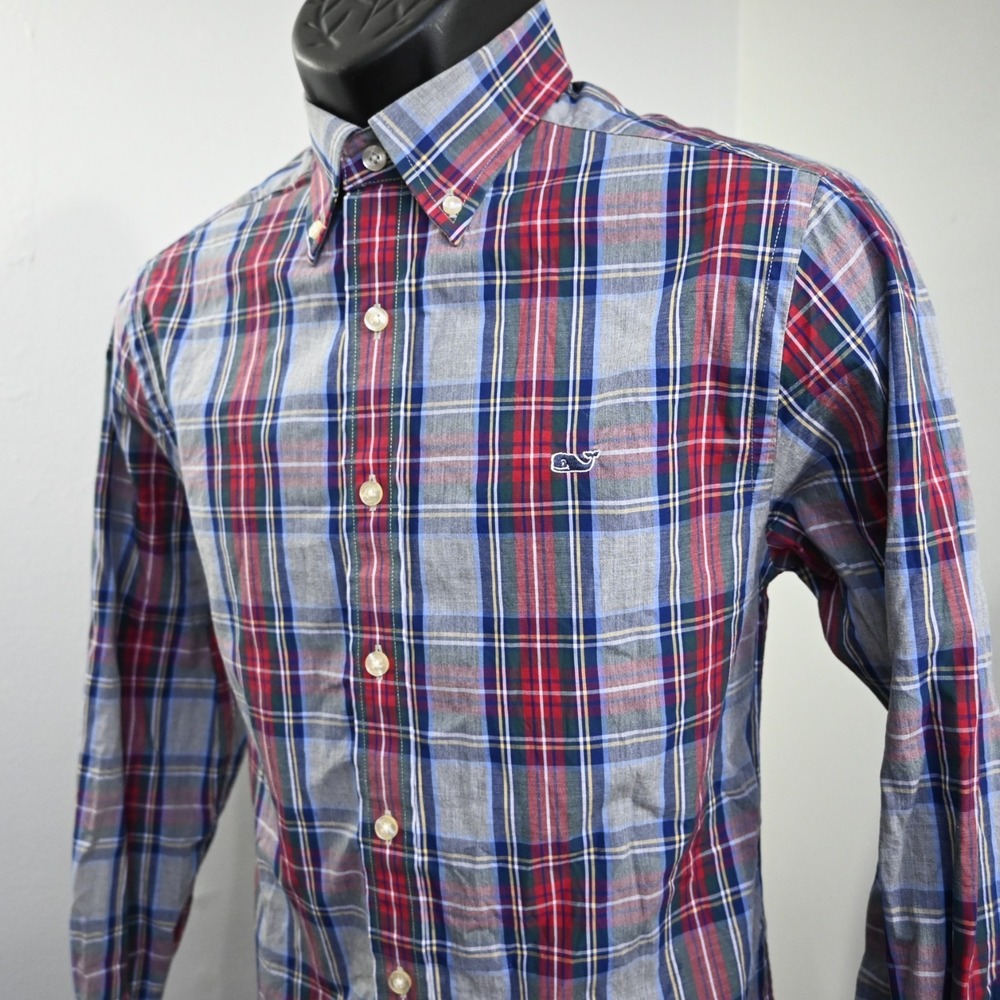 Vineyard Vines Slim Fit Whale Shirt Mens Size‎ Small Plaid Long Sleeve Button Up